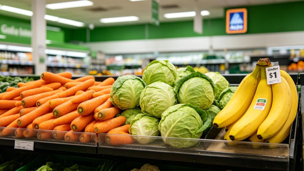 Alt：Best $1 or Less Aldi groceries for SNAP EBT families 2026 low cost fresh produce
