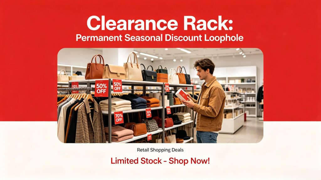 clearance rack permanent seasonal discount loophole retail shopping
