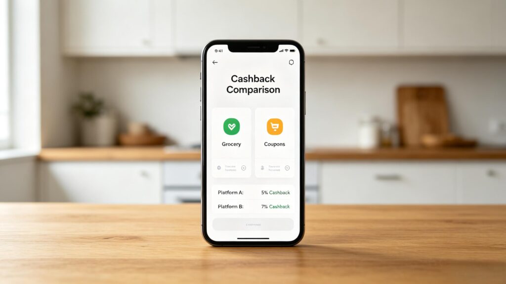 Mobile app compare grocery rebate coupons to stack with Aldi red sticker savings
