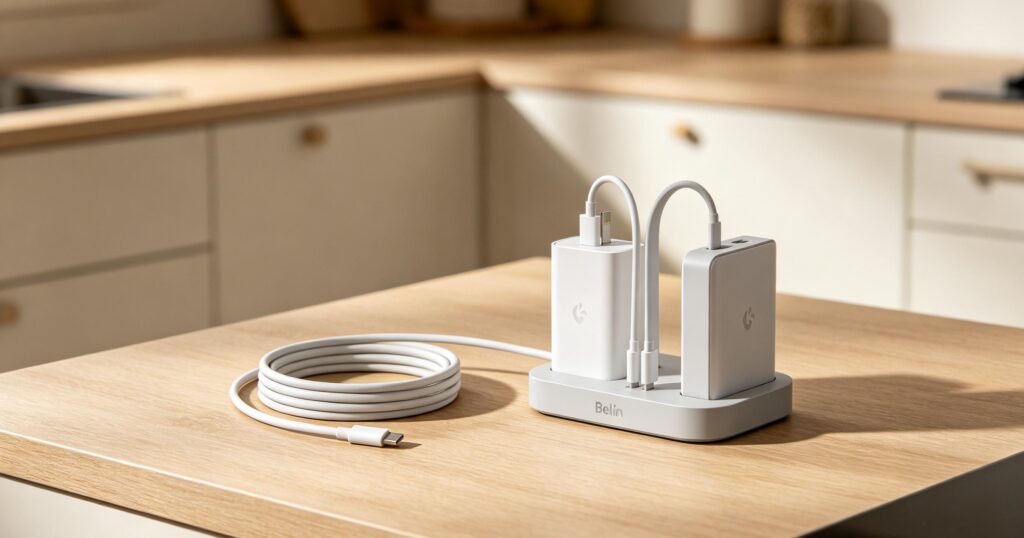 budget phone charging gear for SNAP EBT shoppers durable Anker braided cables Belkin 3-in-1 charging station